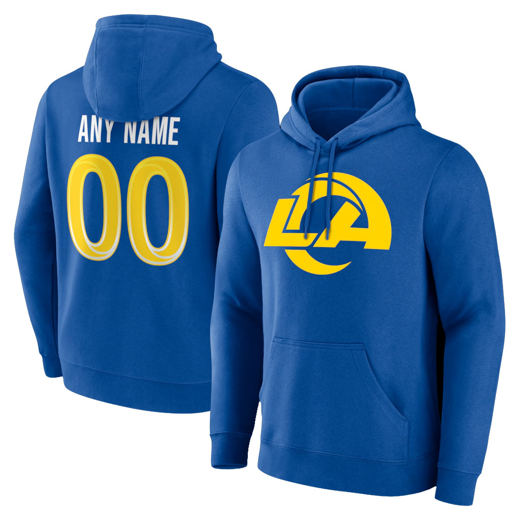 Custom LA.Rams Royal Pullover Hoodie Limited Game Any Name & Numbers CBdoa Stitched Jerseys