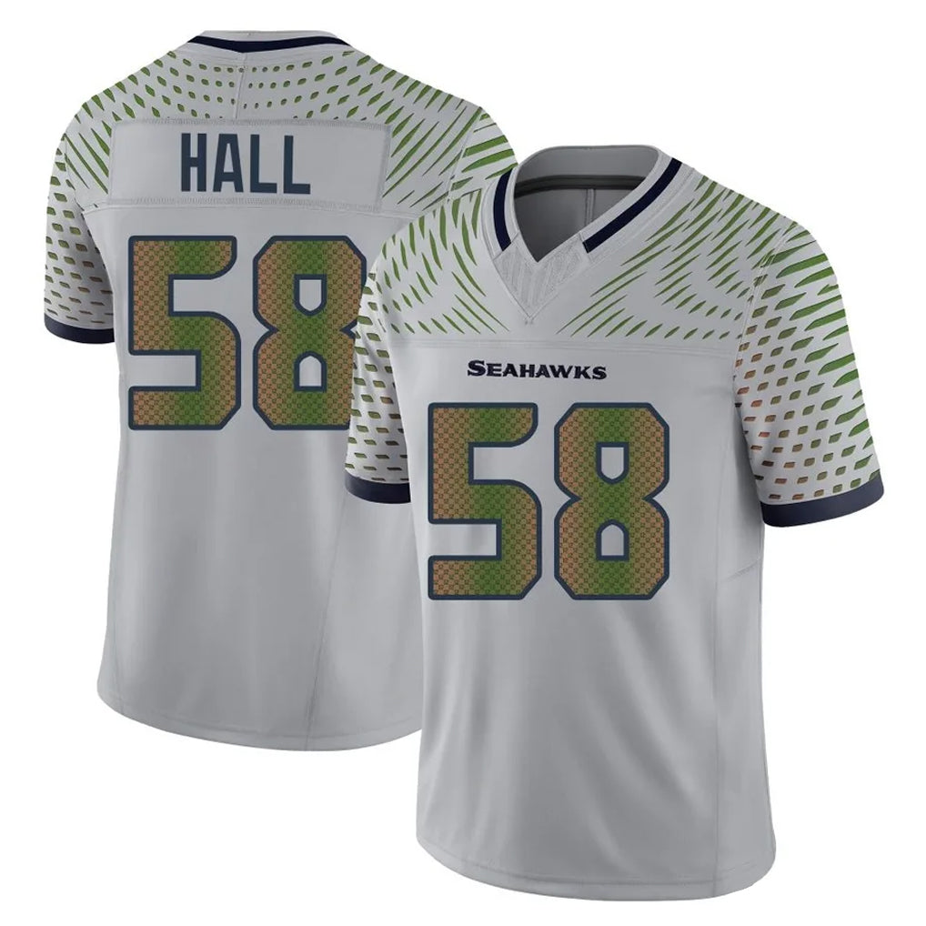 S.Seahawks #58 Derick Hall Player Grey Limited 2025 Rivalries Collection Home Game CBdoa Stitched Jerseys