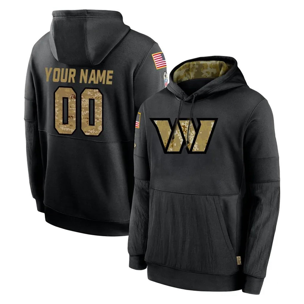 Custom W.Commanders Black Salute to Service Performance Pullover Hoodies Home Game Any Name & Numbers CBdoa Stitched Jerseys