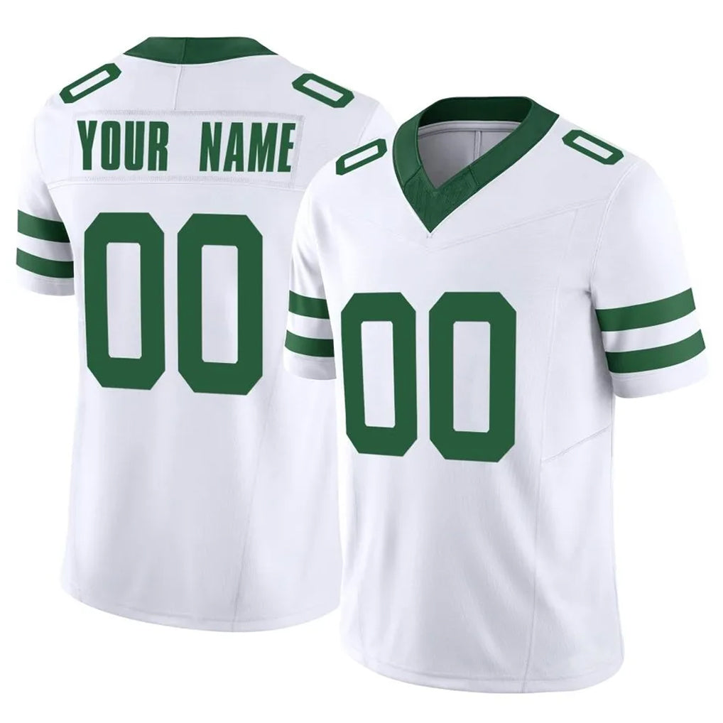 Custom NY.Jets White Legacy Limited Vapor F.U.S.E. Home Game Any Name & Numbers CBdoa Stitched Jerseys