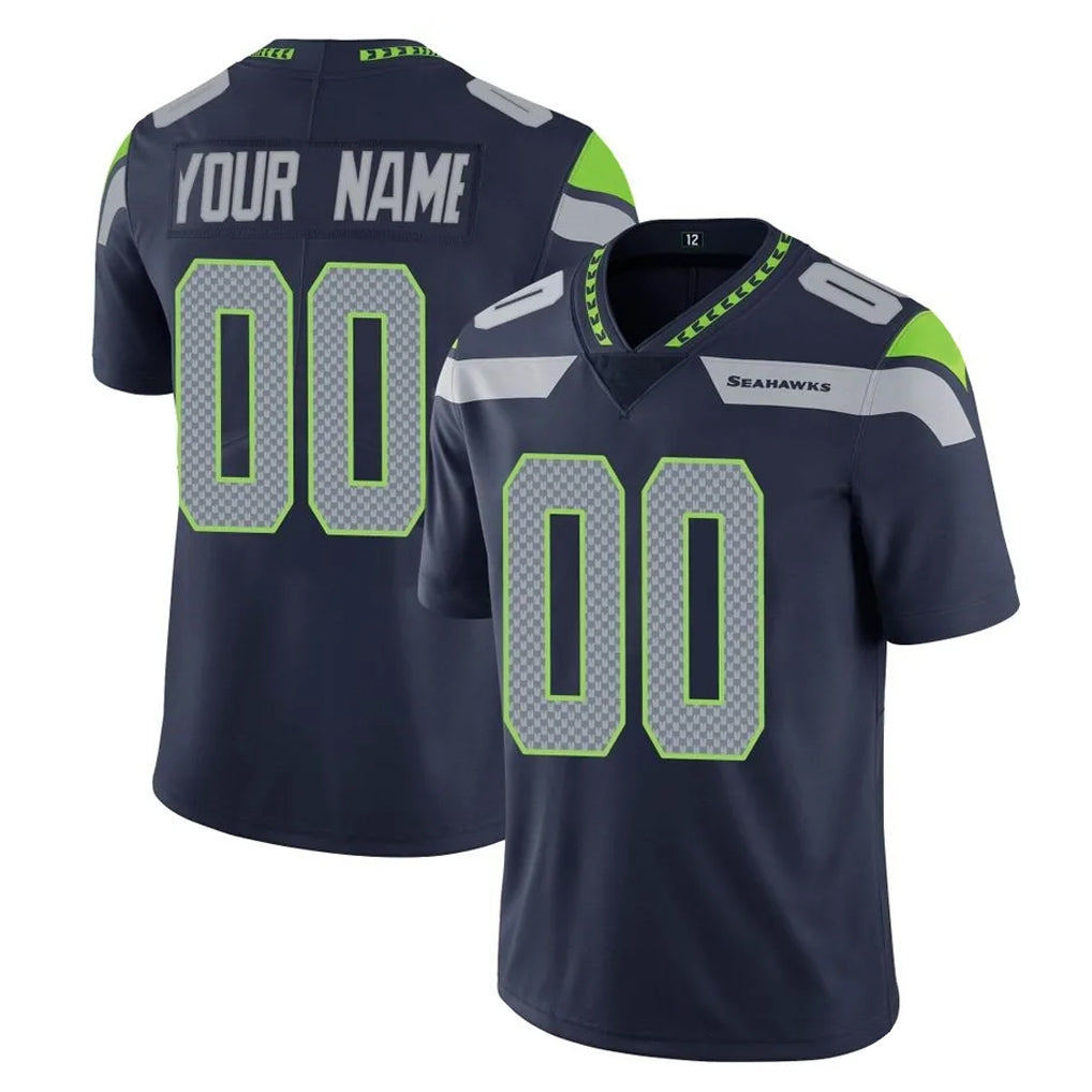 Custom S.Seahawks Navy Limited Vapor Untouchable Home Game Any Name & Numbers CBdoa Stitched Jerseys