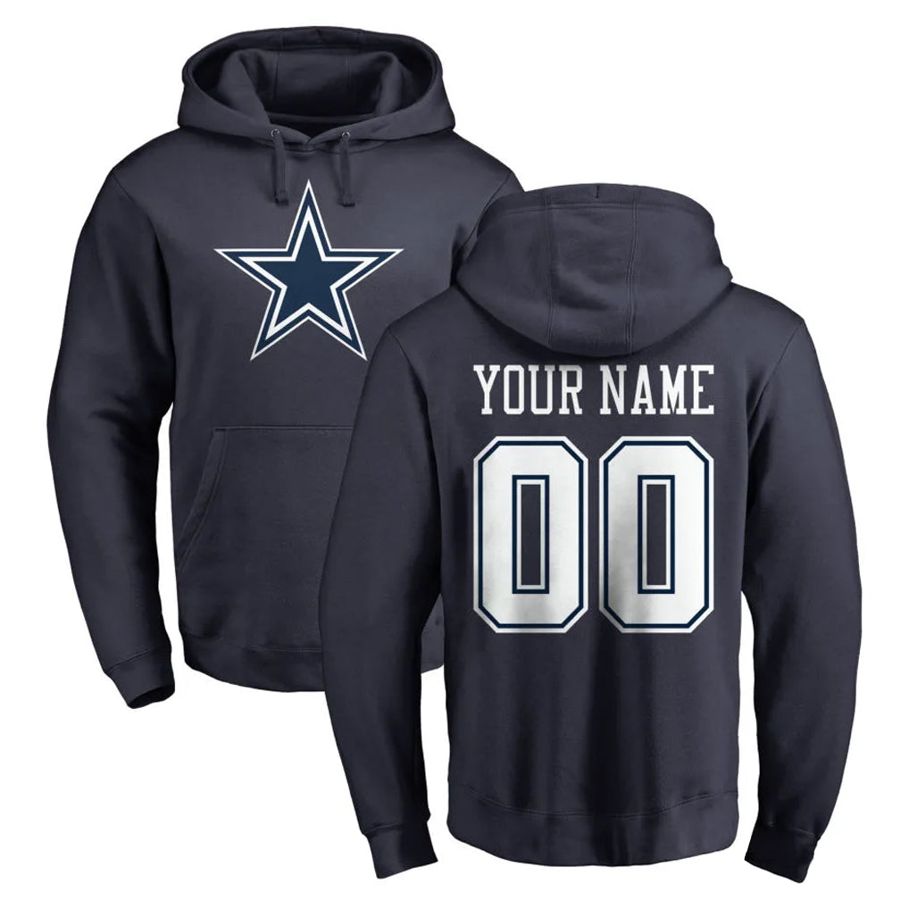 Custom D.Cowboys Navy Pullover Hoodies Limited Any Name & Numbers CBdoa Stitched Jerseys