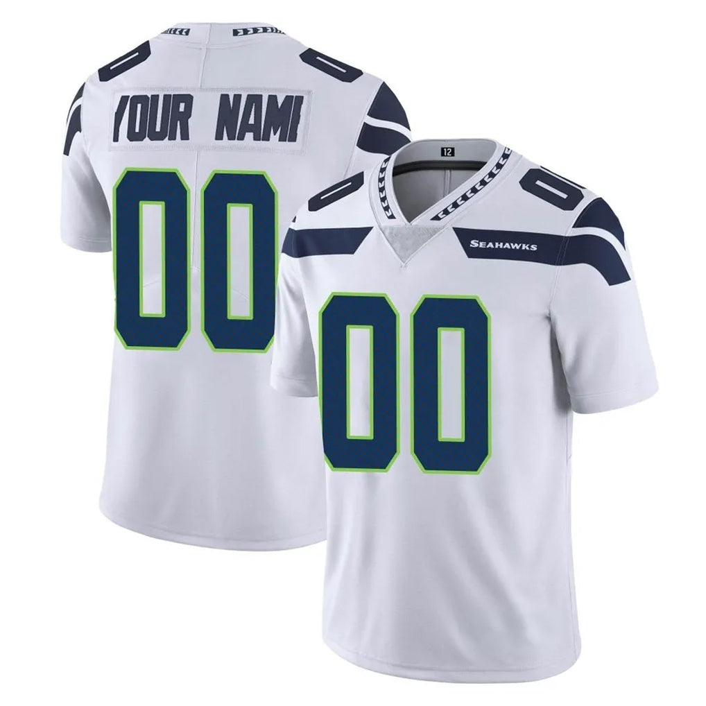 Custom S.Seahawks White Limited Vapor Untouchable Home Game Any Name & Numbers CBdoa Stitched Jerseys