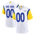 Custom LA.Rams White Home Game Any Name & Numbers CBdoa Stitched Jerseys