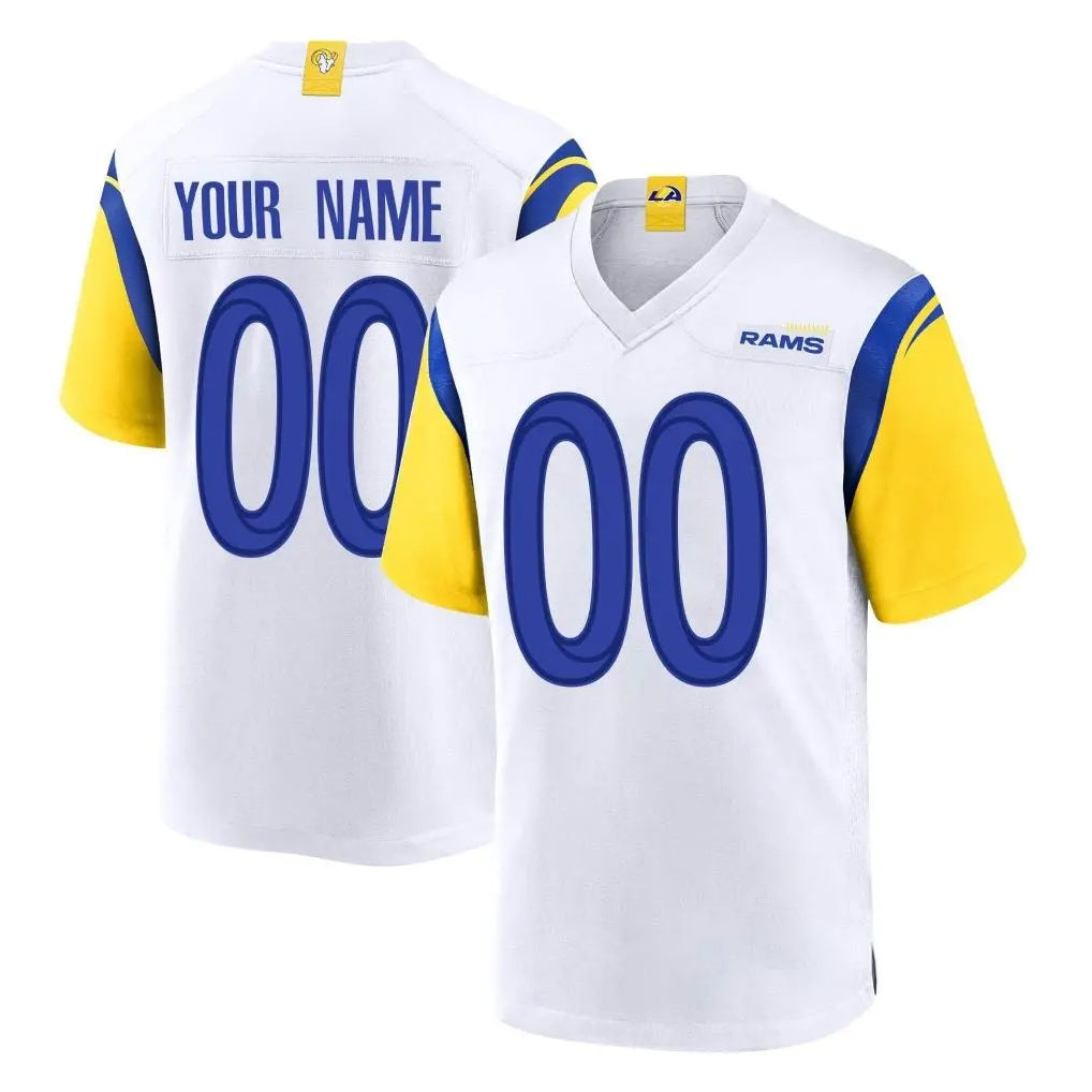 Custom LA.Rams White Home Game Any Name & Numbers CBdoa Stitched Jerseys