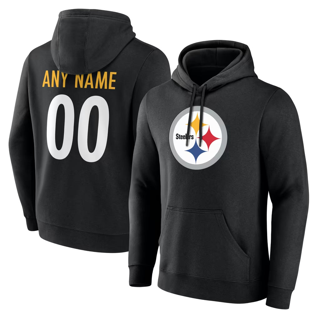 Custom P.Steelers Blck LOGO Pullover Hoodies Limited Any Name & Numbers CBdoa Stitched Jerseys