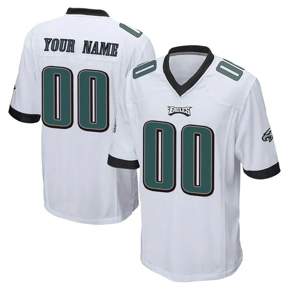 Custom P.Eagles White Home Game Any Name & Numbers CBdoa Stitched Jerseys