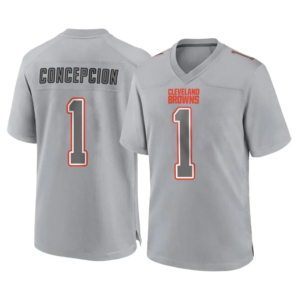 C.Browns #1 KC Concepcion Player Gray Atmosphere Fashion Game CBdoa Stitched Jerseys