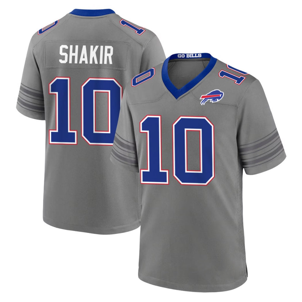 B.Bills #10 Khalil Shakir Player Gray Nickel City Home Game CBdoa Stitched Jerseys