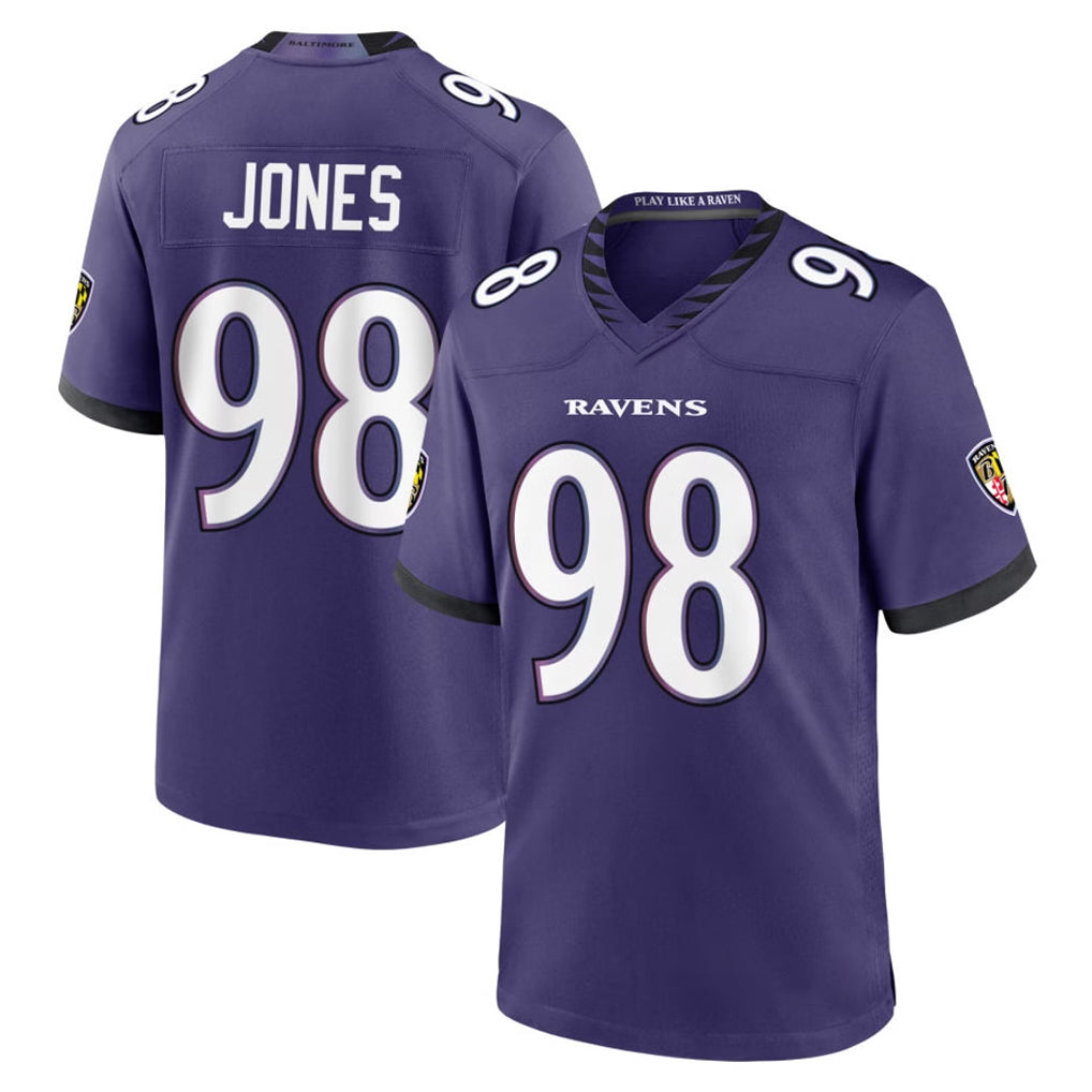 B.Ravens #98 Travis Jones Player Purple Limited Home Game CBdoa Stitched Jerseys
