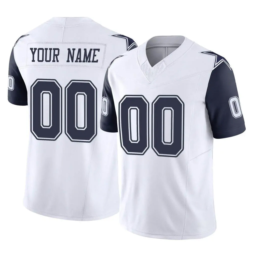 Custom D.Cowboys White-Navy Limited Vapor F.U.S.E. Home Game Any Name & Numbers CBdoa Stitched Jerseys