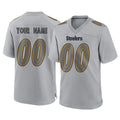 Custom P.Steelers Gray Atmosphere Fashion Home Game Any Name & Numbers CBdoa Stitched Jerseys