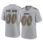 Custom P.Steelers Gray Atmosphere Fashion Home Game Any Name & Numbers CBdoa Stitched Jerseys