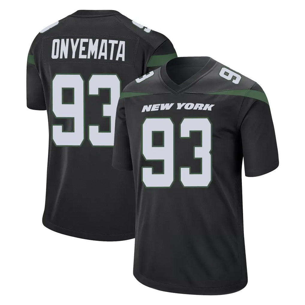 NY.Jets #93 David Onyemata Player Stealth Black Home Game CBdoa Stitched Jerseys