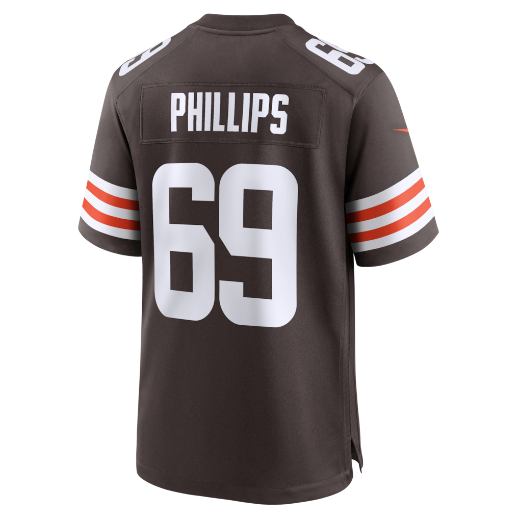 CBdoa C.Browns #69 Tyre Phillips Brown Team Game Jersey