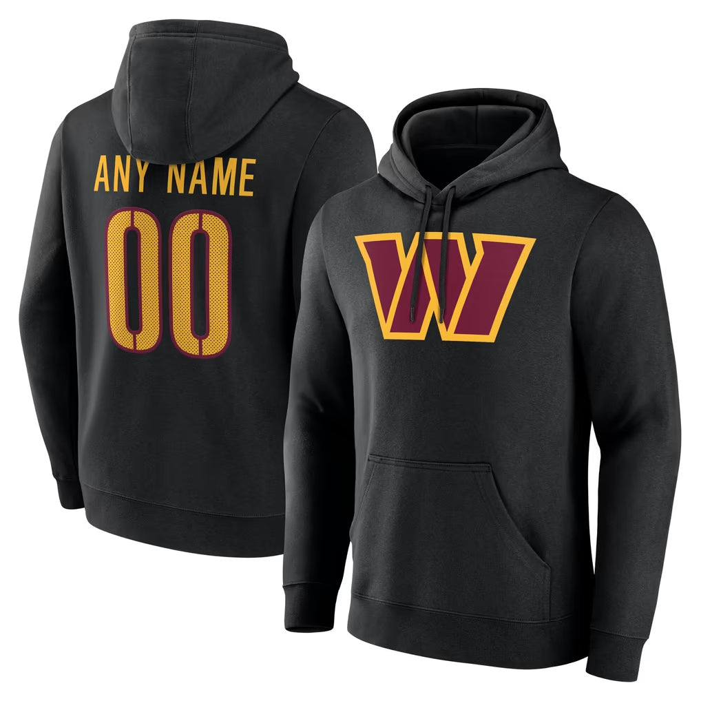 Custom W.Commanders Gray LOGO Performance Pullover Hoodies Game Any Name & Numbers CBdoa Stitched Jerseys