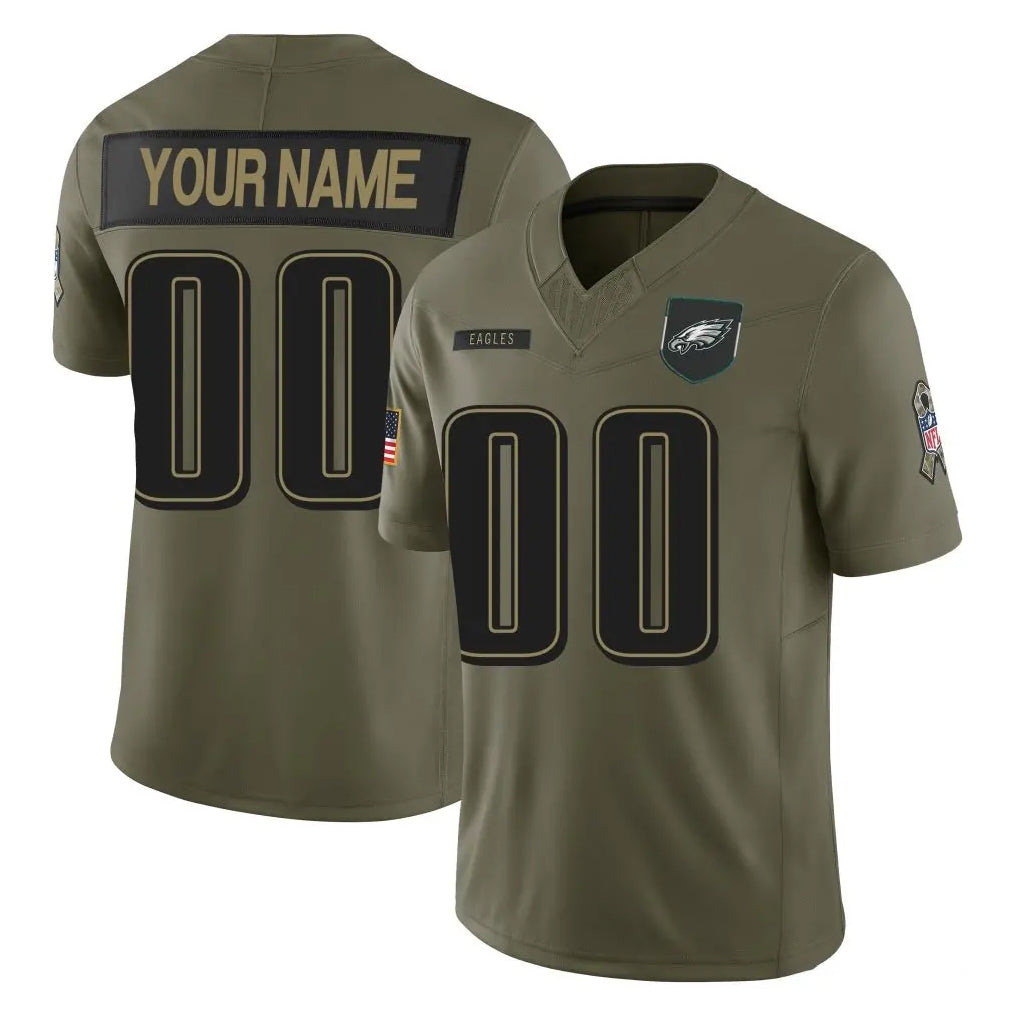 Custom P.Eagles Olive 2025 Salute To Service Limited Any Name & Numbers CBdoa Stitched Jerseys