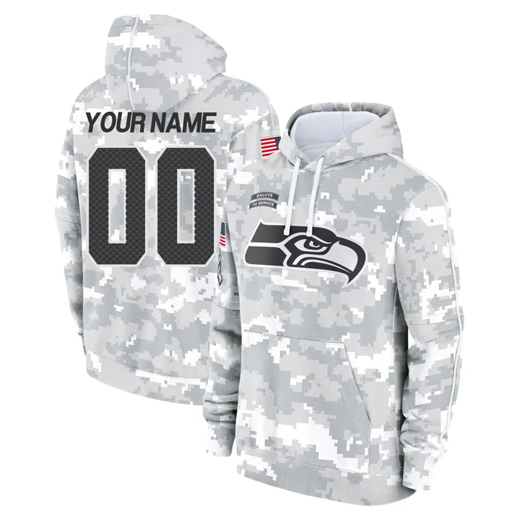 Custom S.Seahawks Arctic Camo Limited Salute to Service Pullover Hoodies Game Any Name & Numbers CBdoa Stitched Jerseys