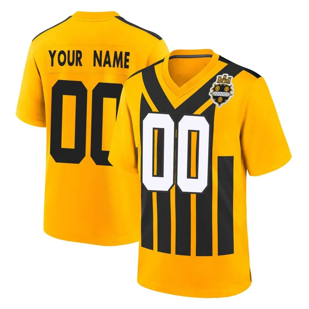 Custom P.Steelers Gold Limited 1933 Throwback Home Game Any Name & Numbers CBdoa Stitched Jerseys