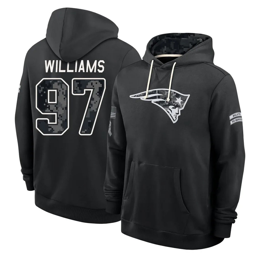 NE.Patriots #97 Milton Williams Player 2026 Black Logo Pullover Hoodies Limited Game CBdoa Stitched Jerseys