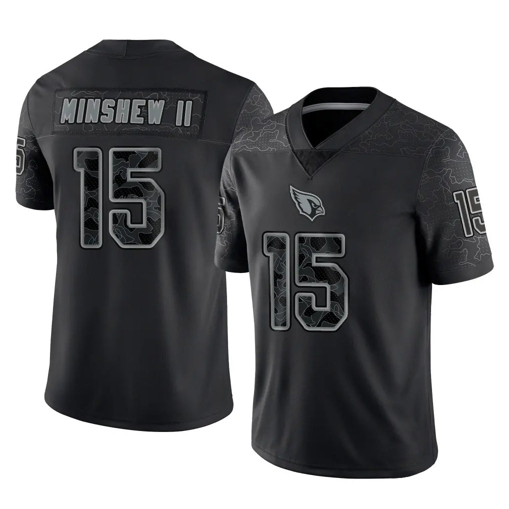 A.Cardinals #15 Gardner Minshew II Player Black RFLCTV Limited Home Game CBdoa Stitched Jerseys
