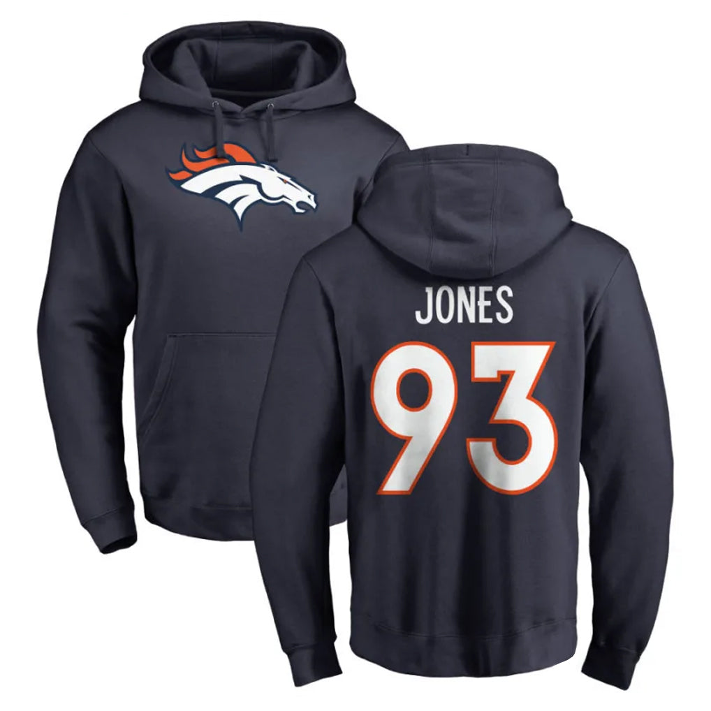 D.Broncos #93 D.J. Jones Player Navy Pullover Hoodie Limited CBdoa Stitched Jerseys