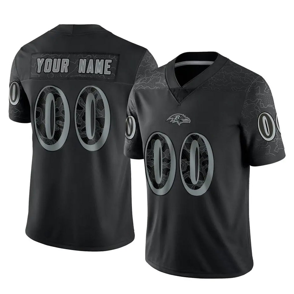 Custom B.Ravens Black RFLCTV Limited Any Name & Numbers CBdoa Stitched Jerseys