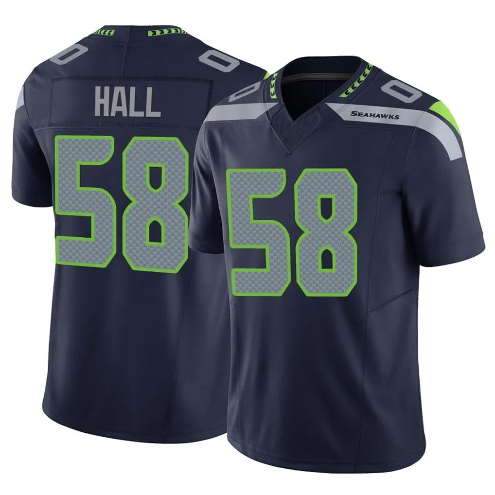 S.Seahawks #58 Derick Hall Player Navy Limited Vapor F.U.S.E. Home Game CBdoa Stitched Jerseys