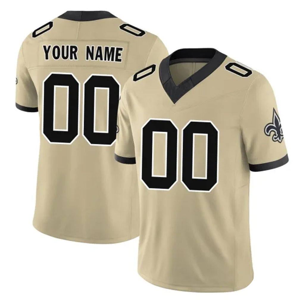 Custom NO.Saints Gold Limited Vapor F.U.S.E. Home Game Any Name & Numbers CBdoa Stitched Jerseys