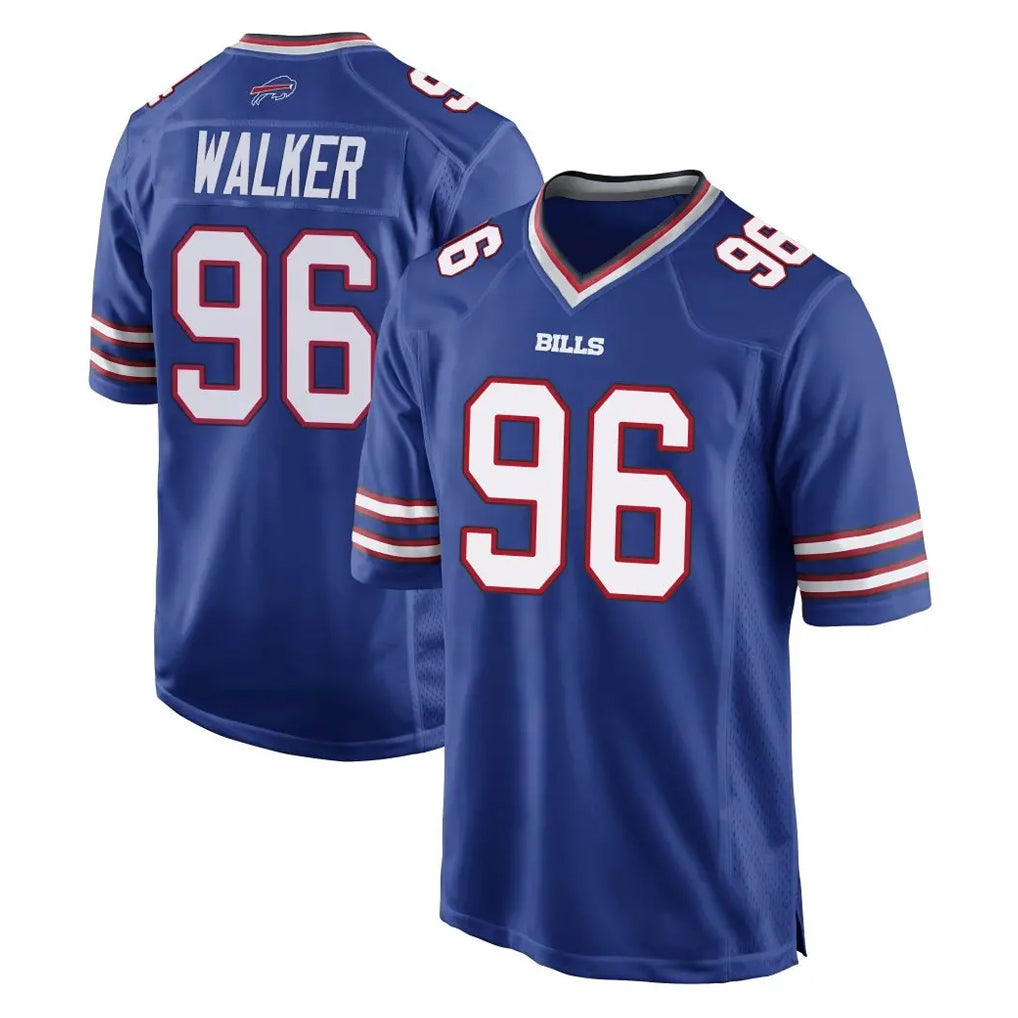 B.Bills #96 Deone Walker Player Royal Home Game CBdoa Stitched Jerseys