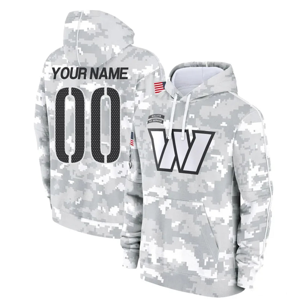 Custom W.Commanders Arctic Camo Limited Salute to Service Pullover Hoodies Game Any Name & Numbers CBdoa Stitched Jerseys