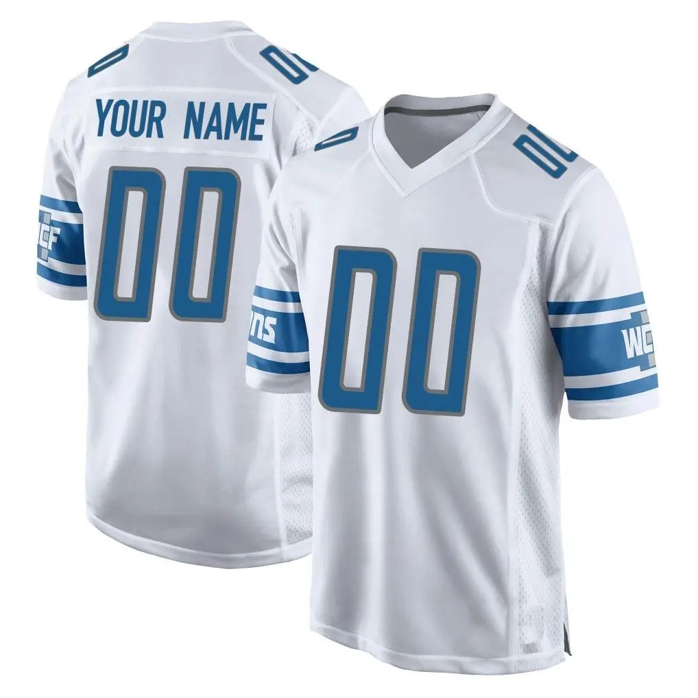 Custom D.Lions White Home Game Any Name & Numbers CBdoa Stitched Jerseys