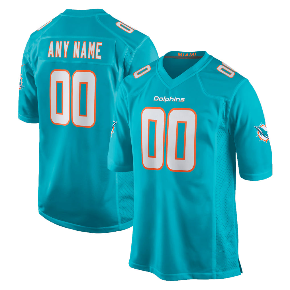 Custom M.Dolphins Aqua Home Game Any Name & Numbers CBdoa Stitched Jerseys