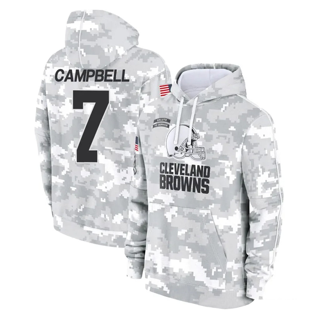 C.Browns #7 Tyson Campbell Player Arctic Camo Salute to Service Hoodies Limited Game CBdoa Stitched Jerseys