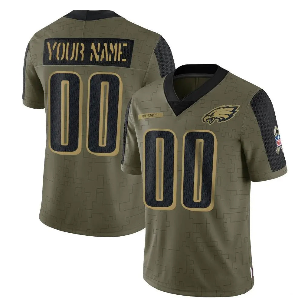 Custom P.Eagles Olive Salute To Service Limited Game Any Name & Numbers CBdoa Stitched Jerseys