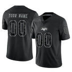 Custom NY.Jets Black Limited Reflective Home Game Any Name & Numbers CBdoa Stitched Jerseys