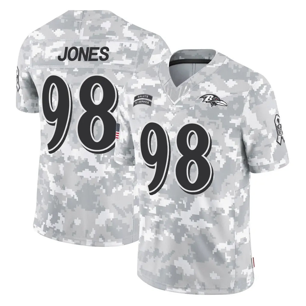 B.Ravens #98 Travis Jones Player Arctic Camo Salute to Service Limited CBdoa Stitched Jerseys