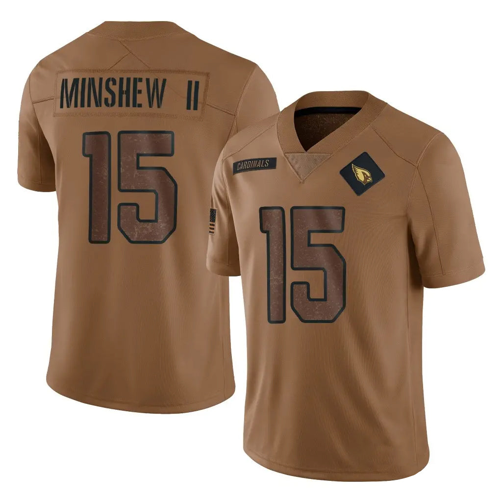 A.Cardinals #15 Gardner Minshew II Player Brown Limited Salute To Service Home Game CBdoa Stitched Jerseys