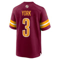CBdoa W.Commanders #3 Cade York Burgundy Game Jersey