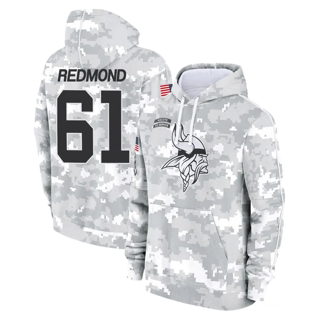 MN.Vikings #61 Jalen Redmond Player Arctic Camo Salute to Service Pullover Hoodies Limited Game CBdoa Stitched Jerseys