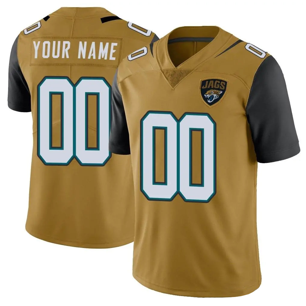 Custom J.Jaguars Gold Vapor Limited Home Game Any Name & Numbers CBdoa Stitched Jerseys