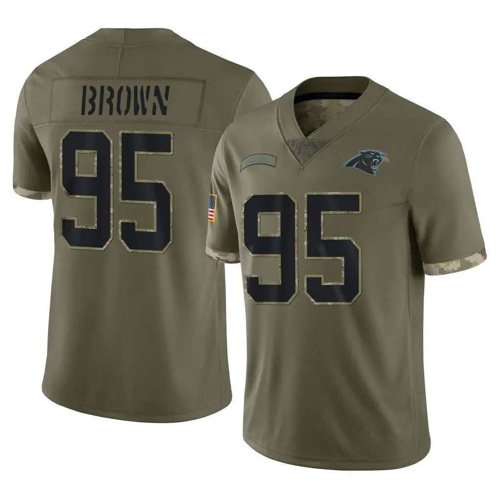 C.Panthers #95 Derrick Brown Player Olive Salute to Service Game CBdoa Stitched Jerseys
