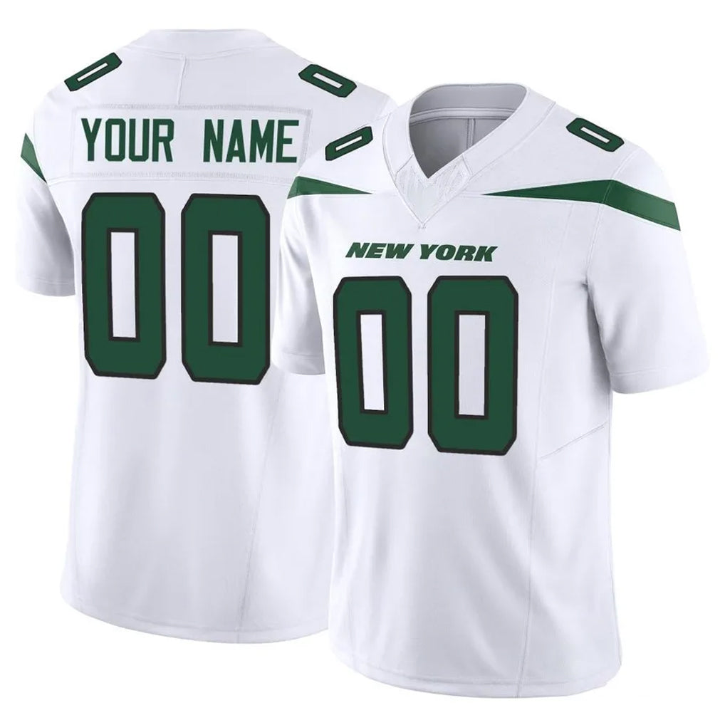 Custom NY.Jets White Limited Vapor F.U.S.E. Home Game Any Name & Numbers CBdoa Stitched Jerseys