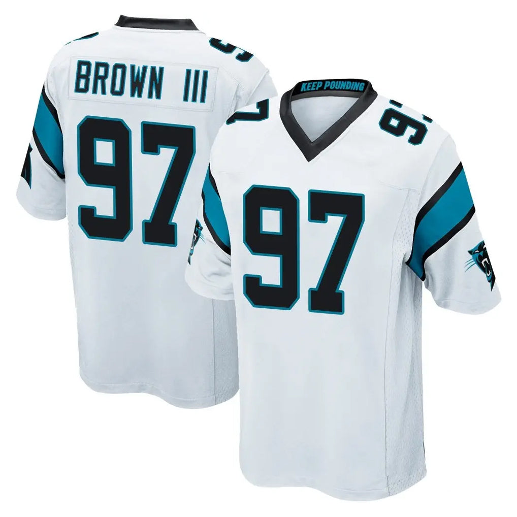 C.Panthers #97 Bobby Brown III Player White Game CBdoa Stitched Jerseys