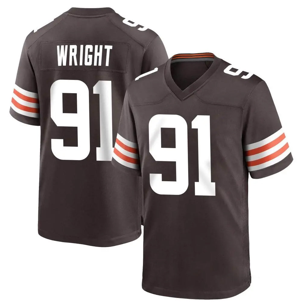 C.Browns #91 Alex Wright Player Brown Home Game CBdoa Stitched Jerseys
