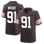 C.Browns #91 Alex Wright Player Brown Home Game CBdoa Stitched Jerseys