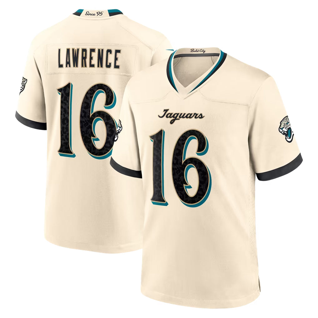 J.Jaguars #16 Trevor Lawrence Player Natural 2026 Rivalries Collection Game CBdoa Stitched Jerseys