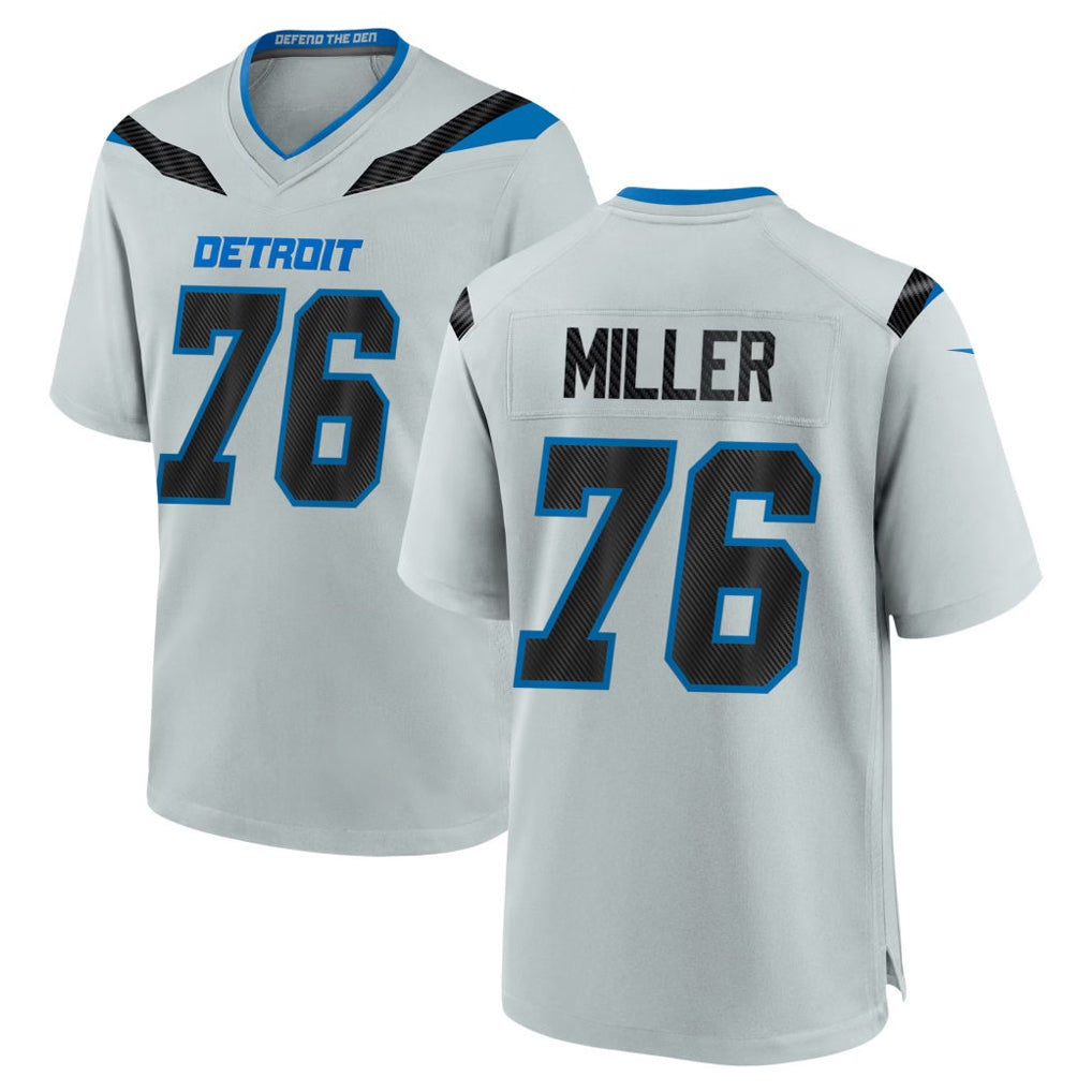 D.Lions #76 Blake Miller Player Silver 2026 Rivalries Collection Home Game CBdoa Stitched Jerseys