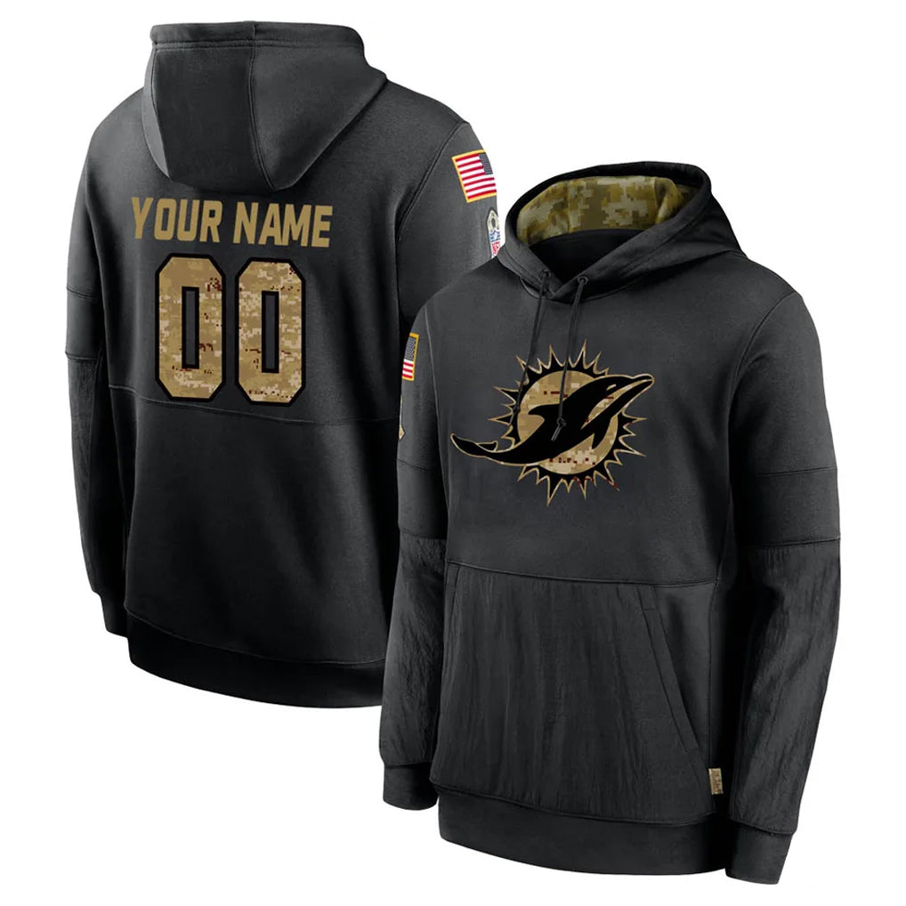 Custom M.Dolphins Black Salute to Service Hoodies Limited Game Any Name & Numbers CBdoa Stitched Jerseys